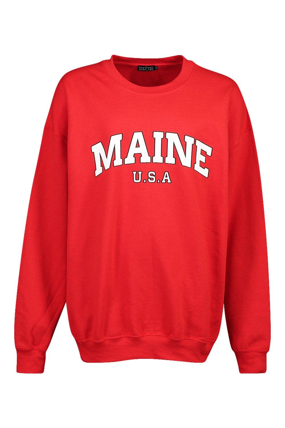 Extreme Oversized Pullover Mit Maine Slogan Boohoo