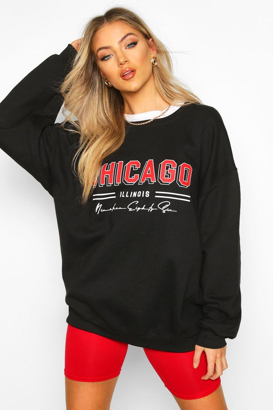 "Chicago" Oversize sweatshirt med slogan image number 1