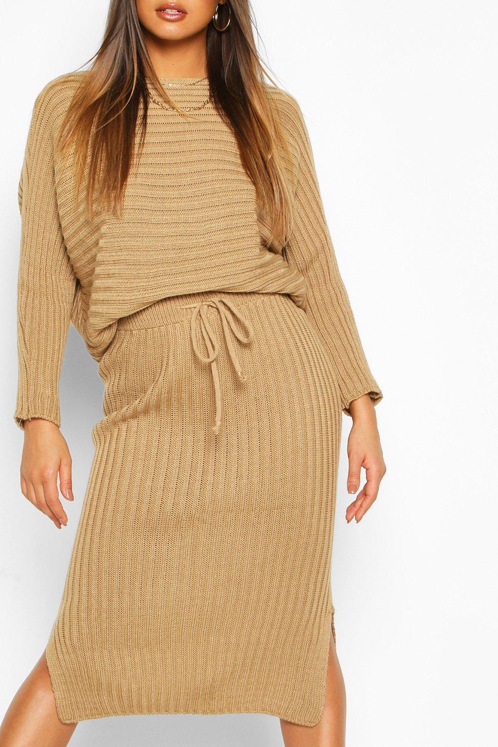 knitted midi skirt and jumper