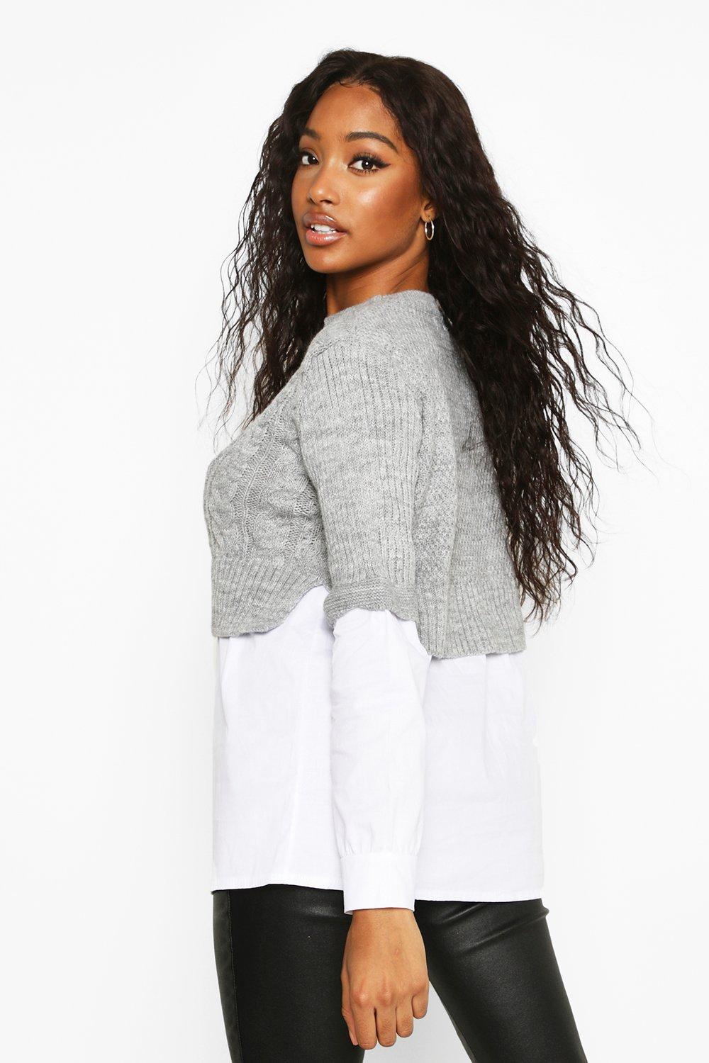 Cable Knit 2 In 1 Jumper Shirt