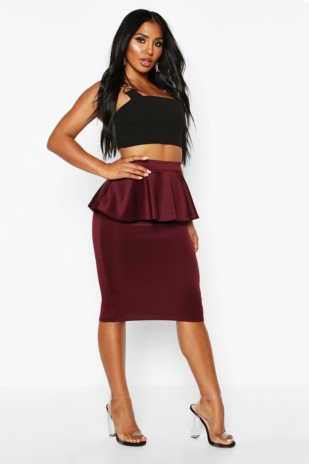 peplum midi skirt