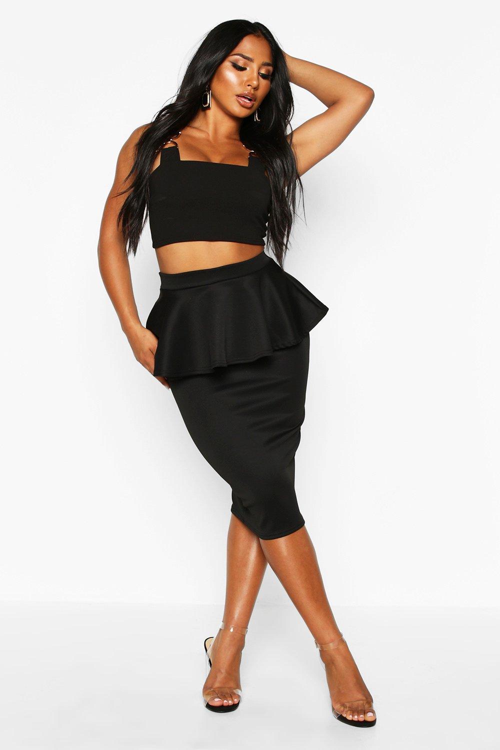 peplum midi skirt