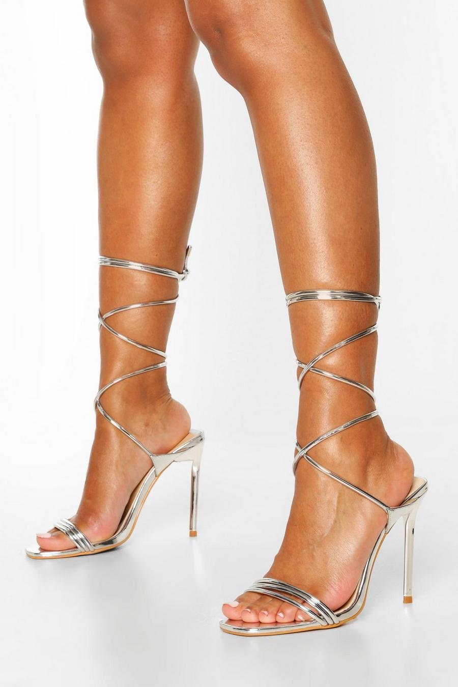 Boohoo Women's Skinny Strap Lace Up Stiletto Heels