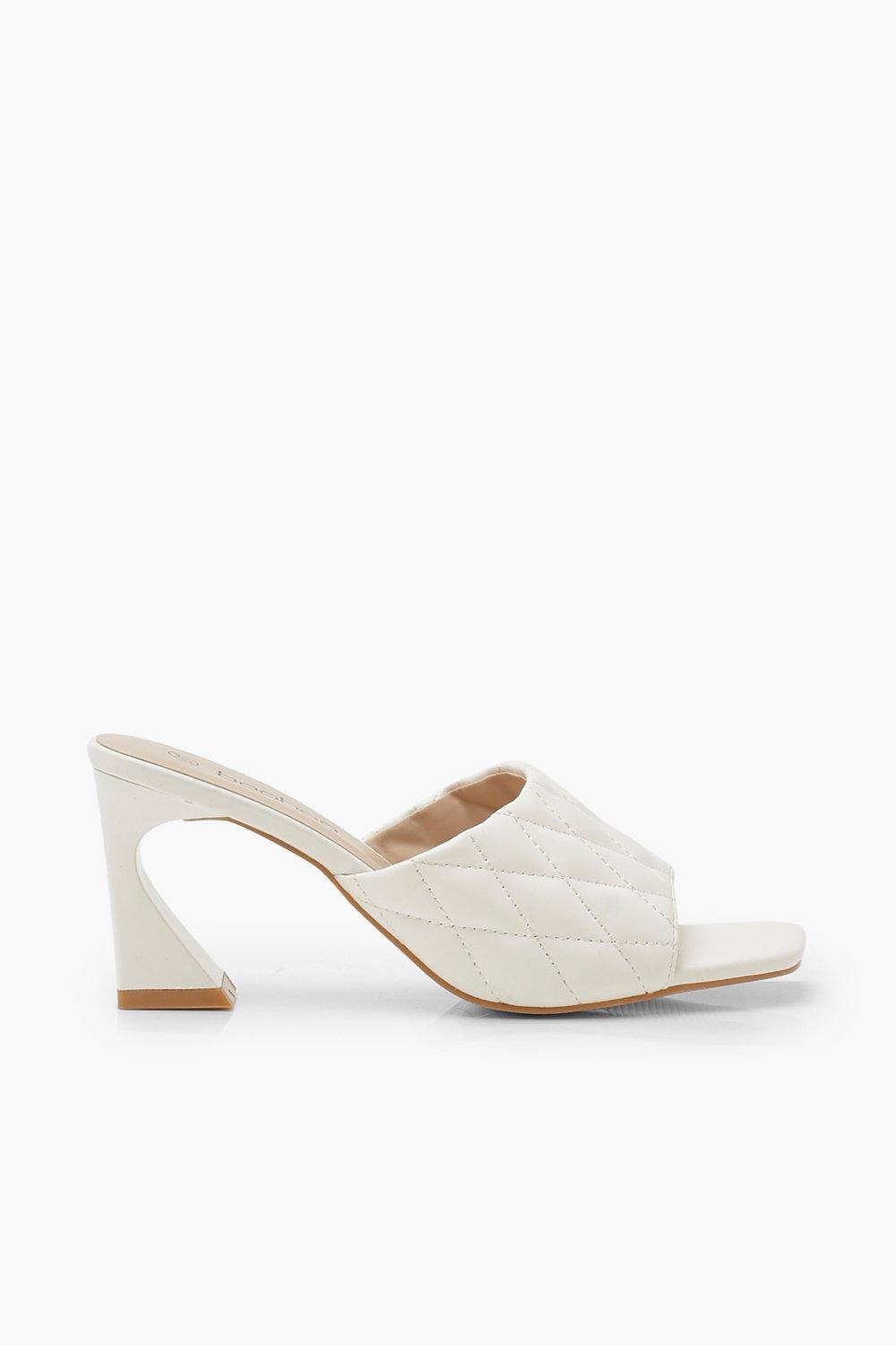 White quilted mule discount heels