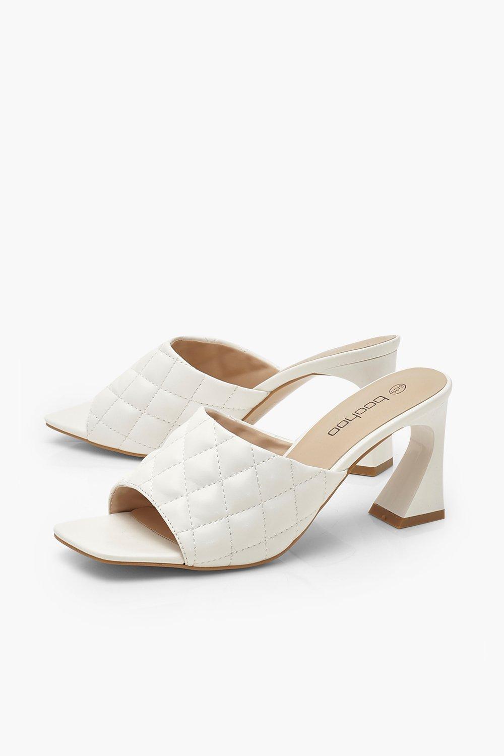 Quilted cheap white mules