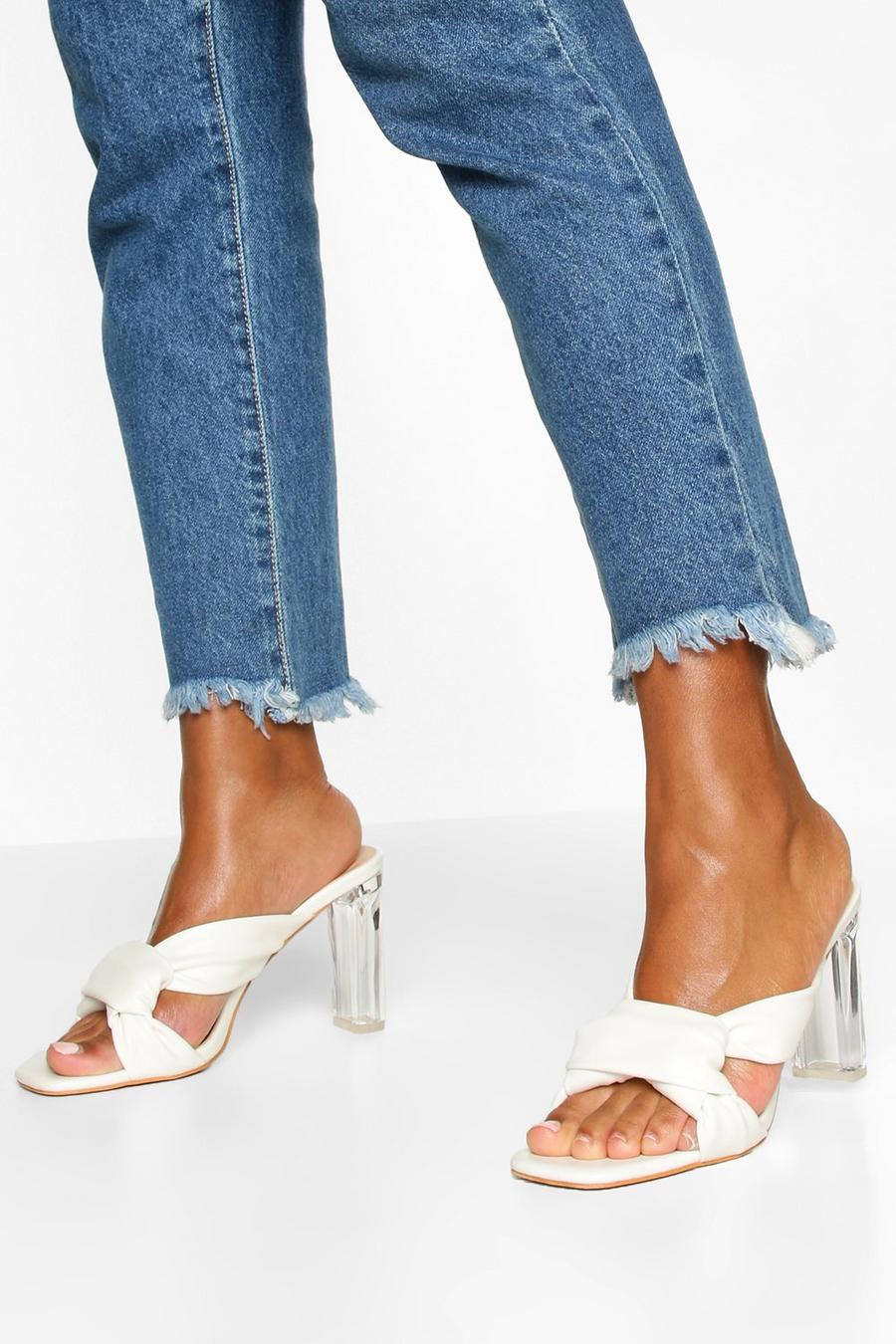 White Knot Front Clear Heel Mules image number 1