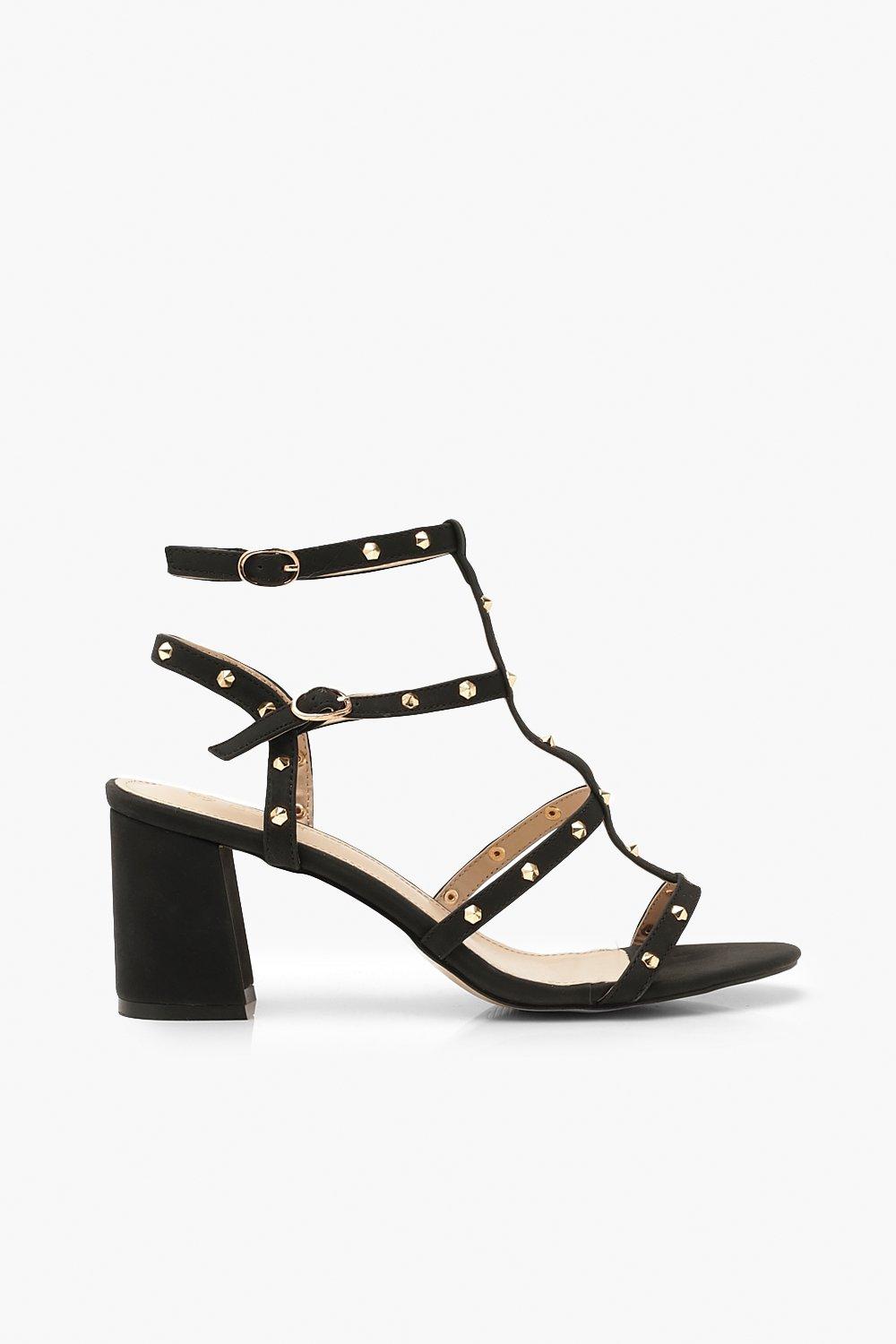 Studded Cage Block Heel Sandals