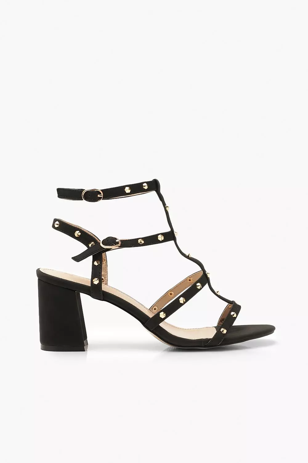 Studded caged hotsell block heels