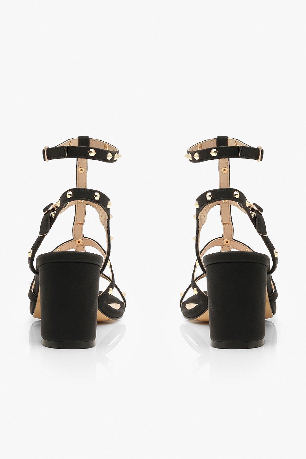 Studded caged sale block heels