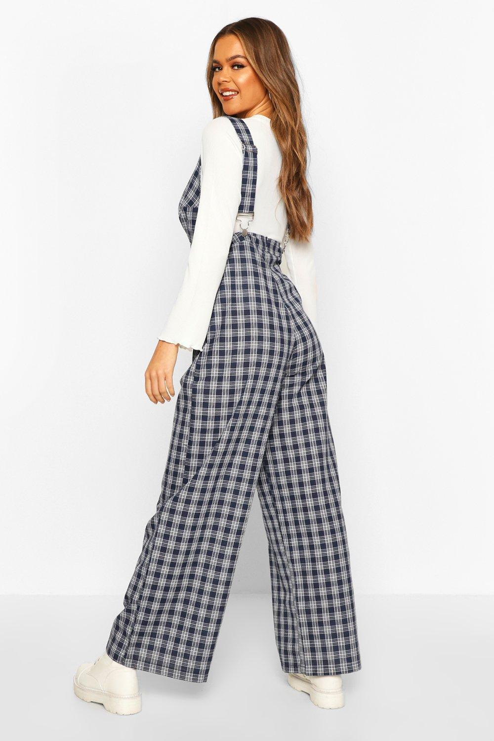 checked pinafore jumpsuit