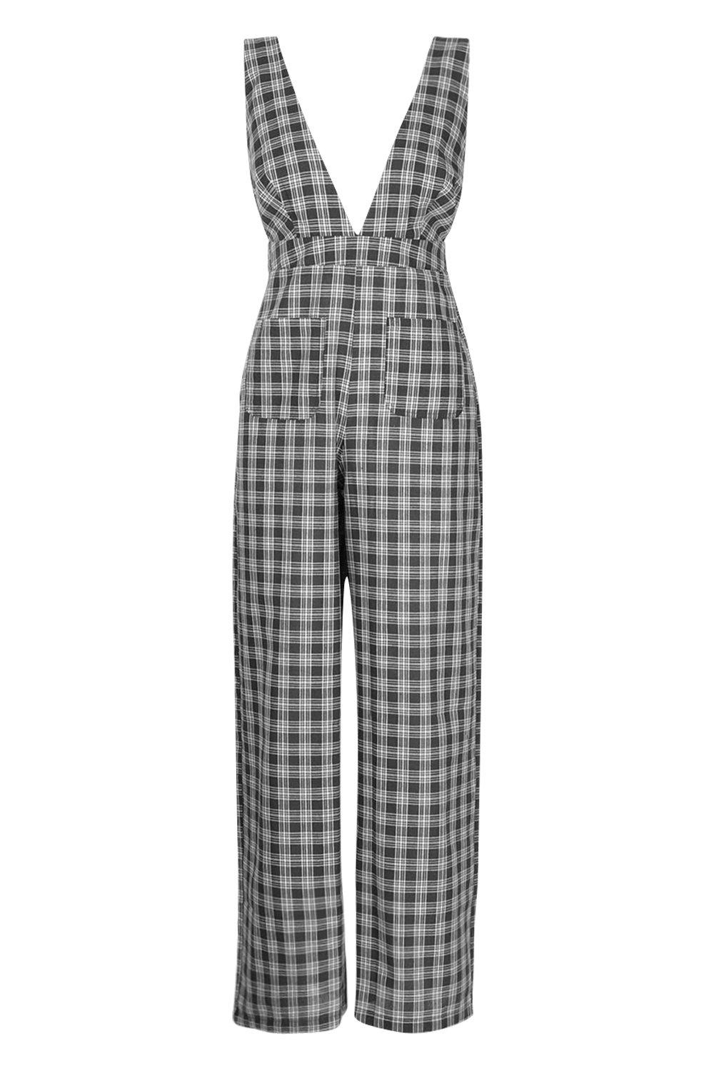 checked pinafore jumpsuit