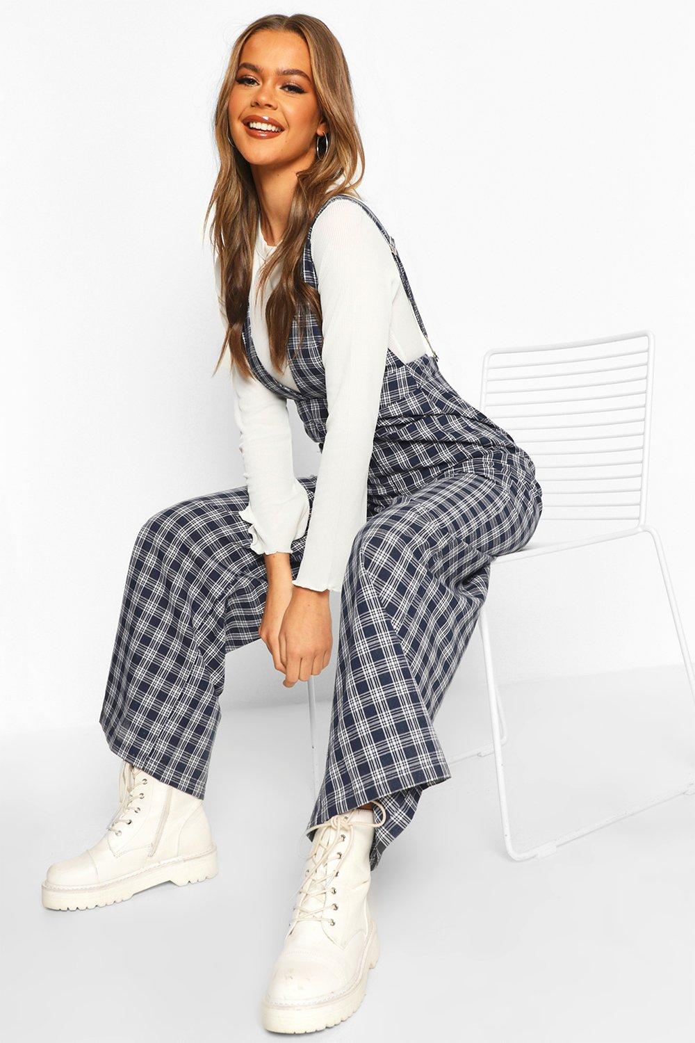 Checked store pinafore jumpsuit