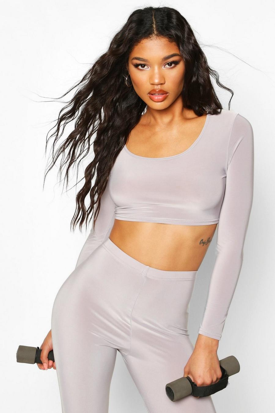 Soft Touch Long Sleeve Gym Crop Top image number 1