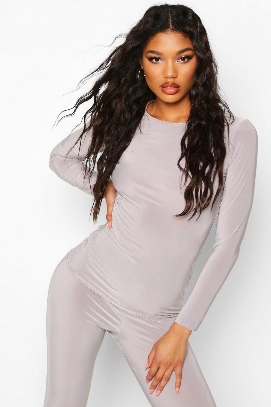 Grey Soft Touch Long Sleeve Gym Top image number 1