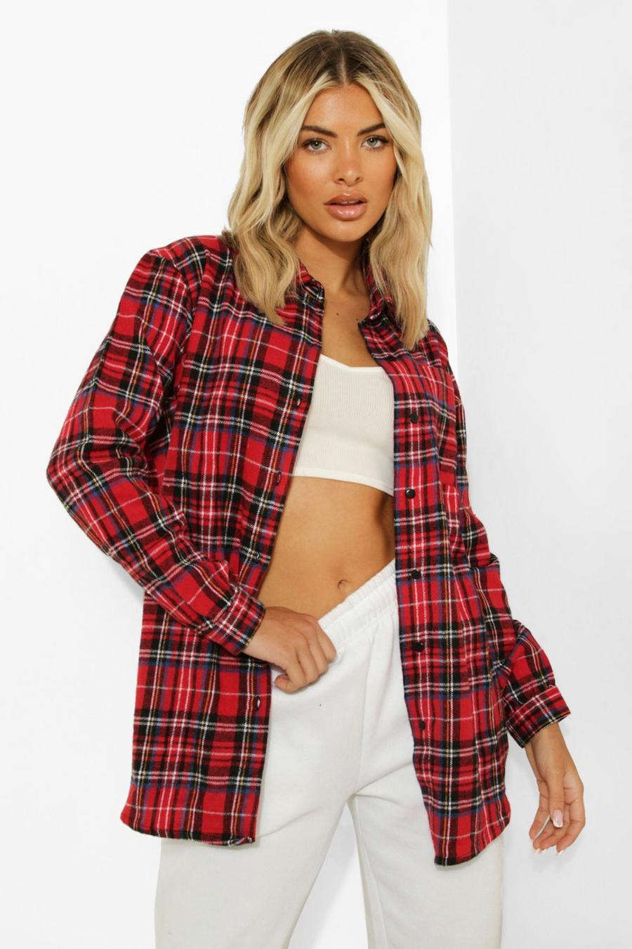 Red Woven Check Shirt image number 1