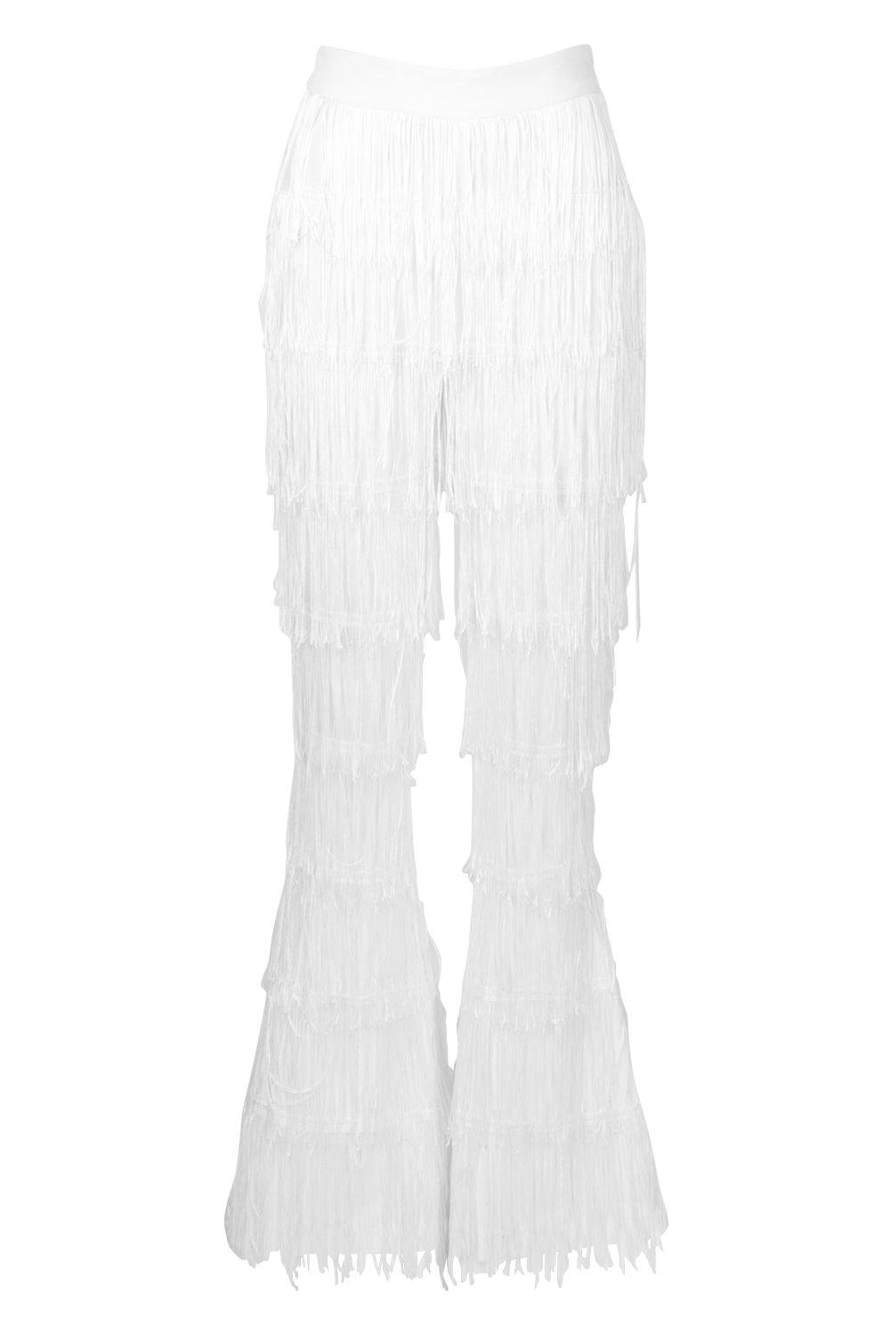 White hot sale tassel trousers