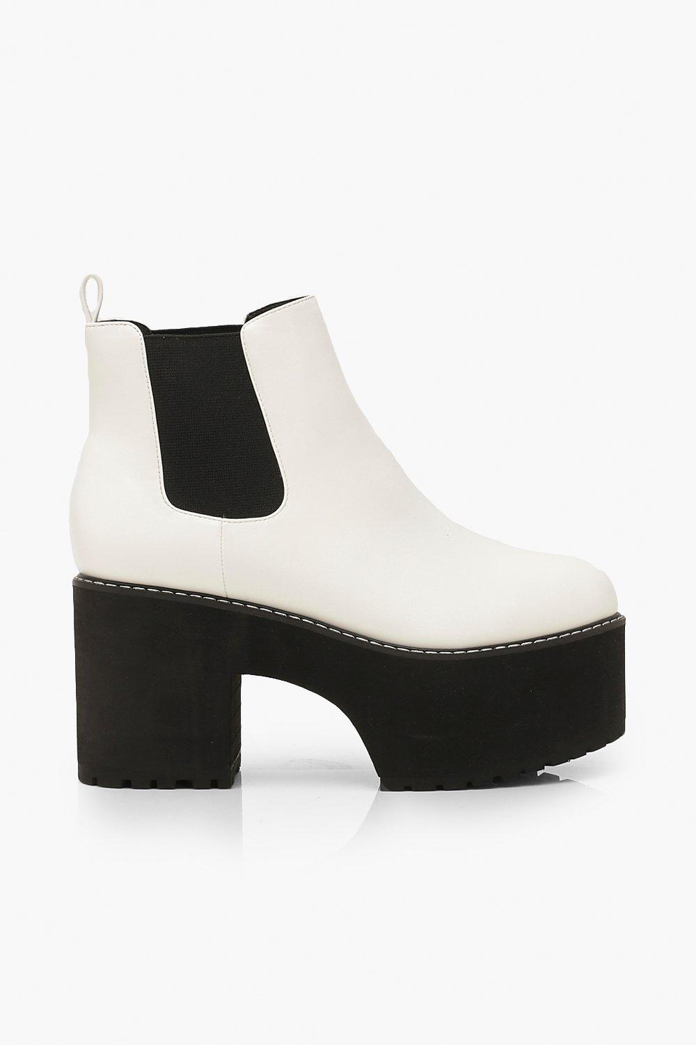 white platform chelsea boots