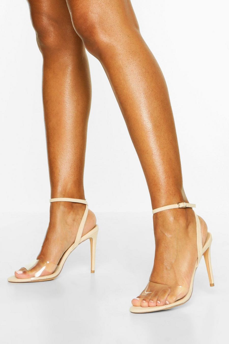 Nude Clear Strap Barely There Heels image number 1