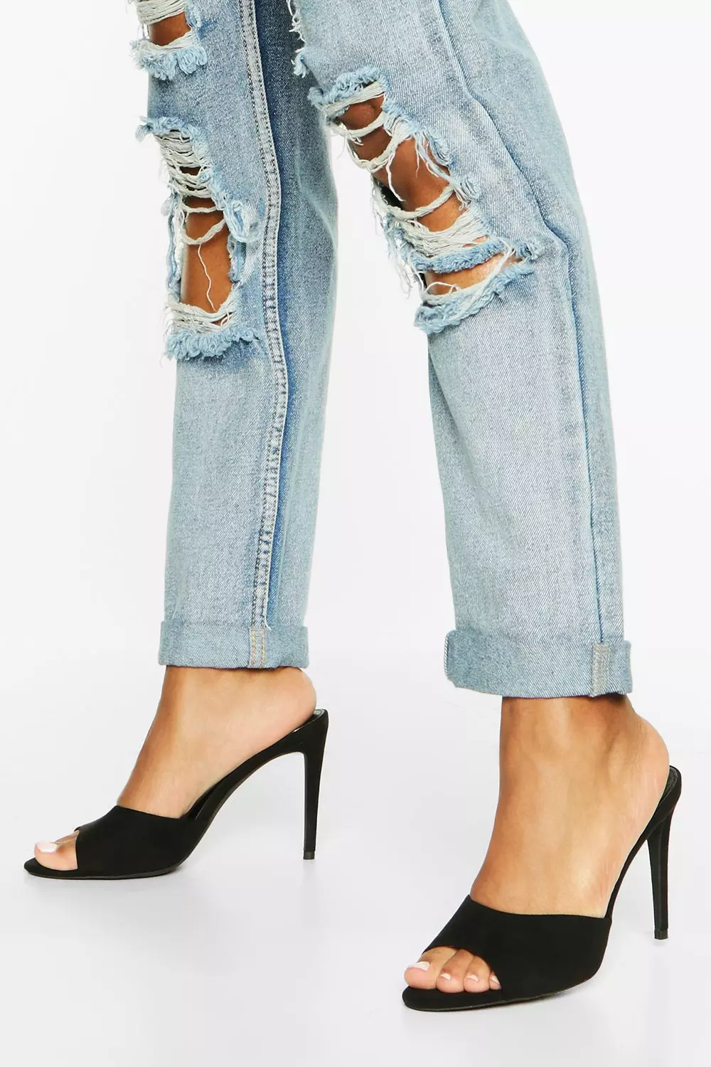 Suede peep toe sales mules