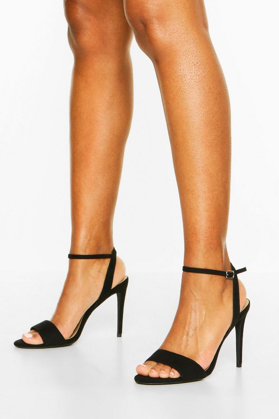 Black Strappy Barely There Stiletto Heels image number 1