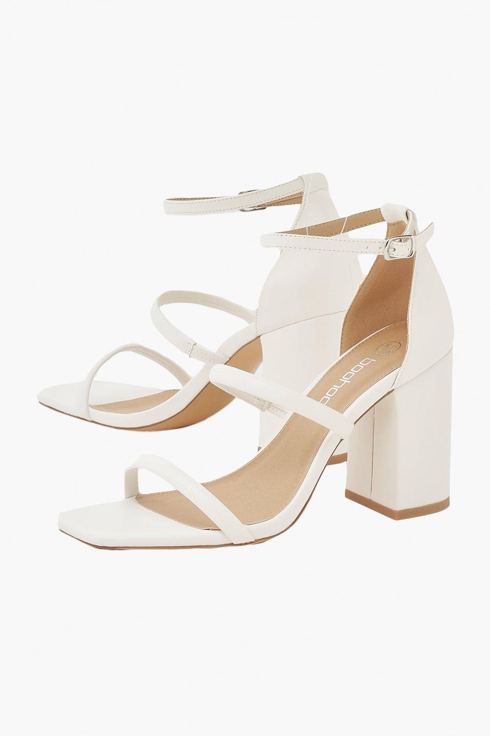 White three shop strap heels