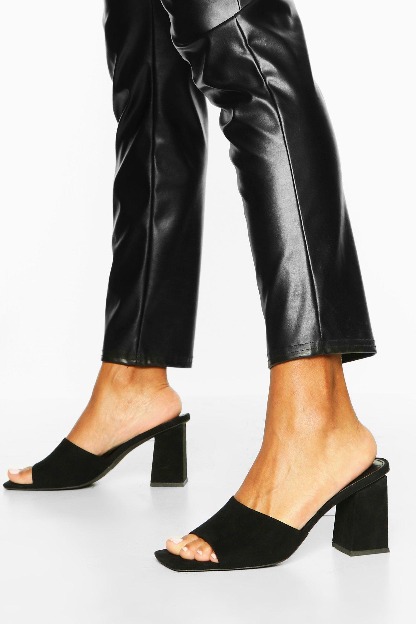 square heel mules