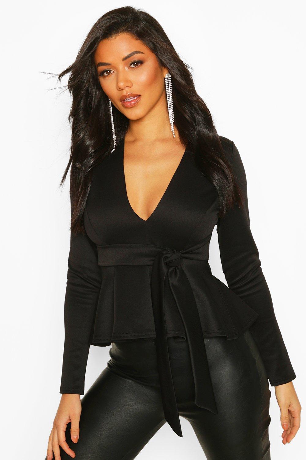 plunge peplum top