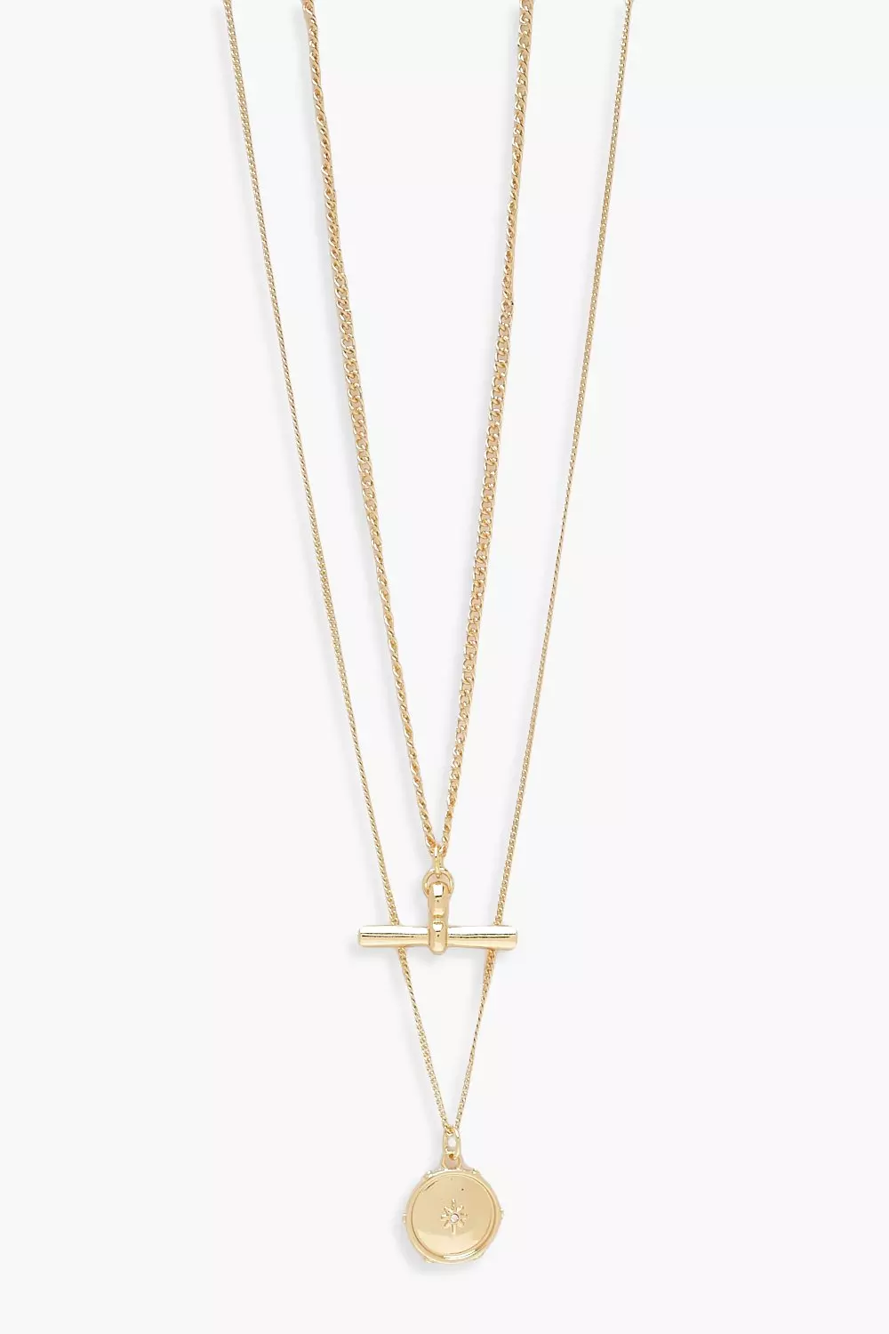 Gold T-Bar Double Layer Necklace alternative image
