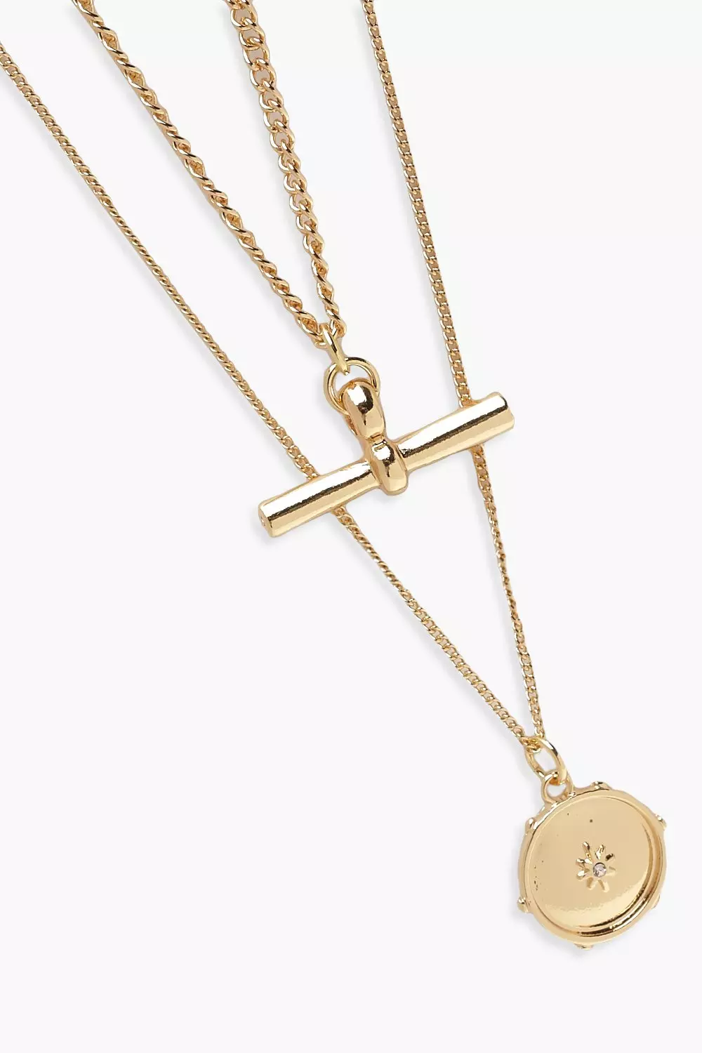 Gold T-Bar Double Layer Necklace alternative image