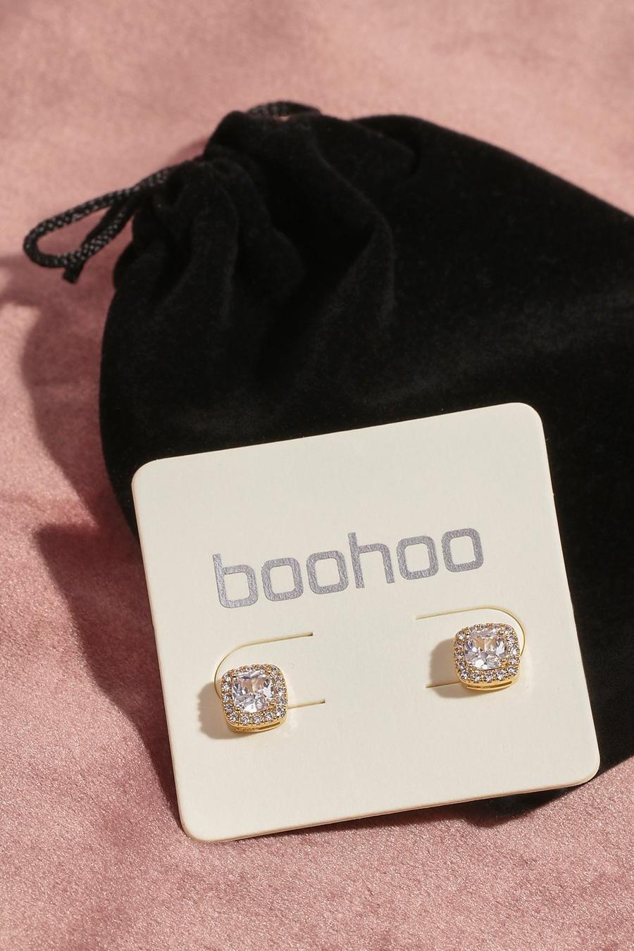 Gold Premium Cubic Zirconia Studs & Pouch image number 1