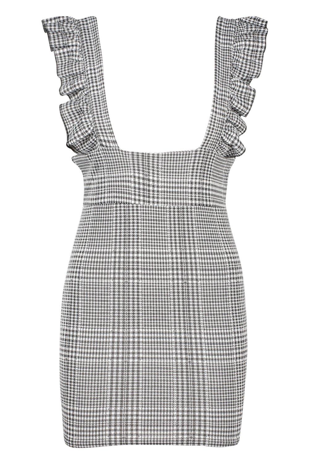 White check ruffle shop pinafore mini dress