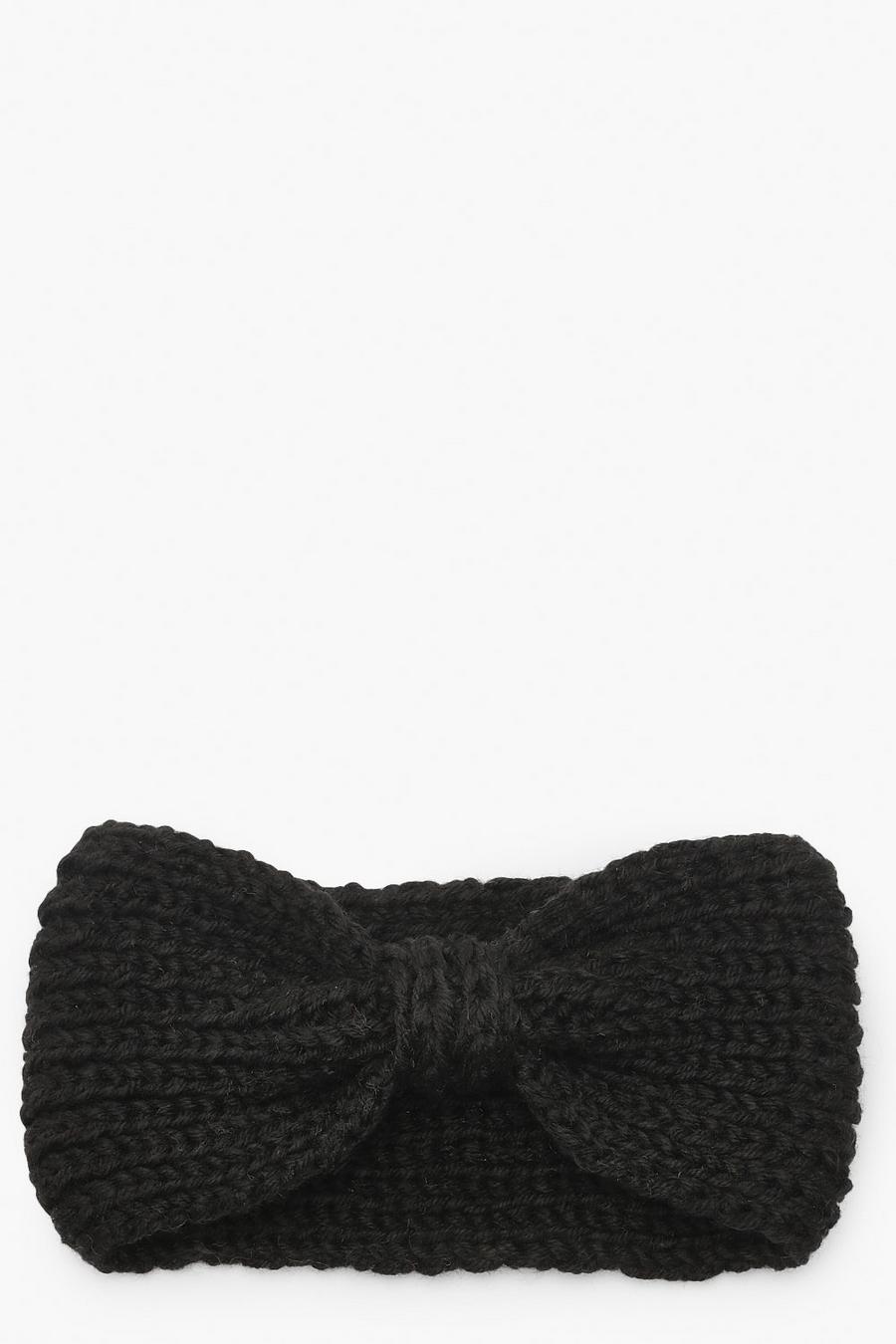 Black Knitted Bow Headband image number 1