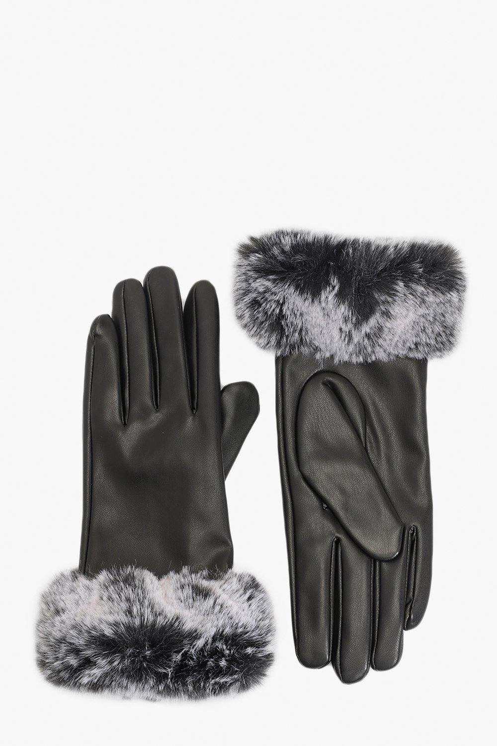 faux fur trim gloves