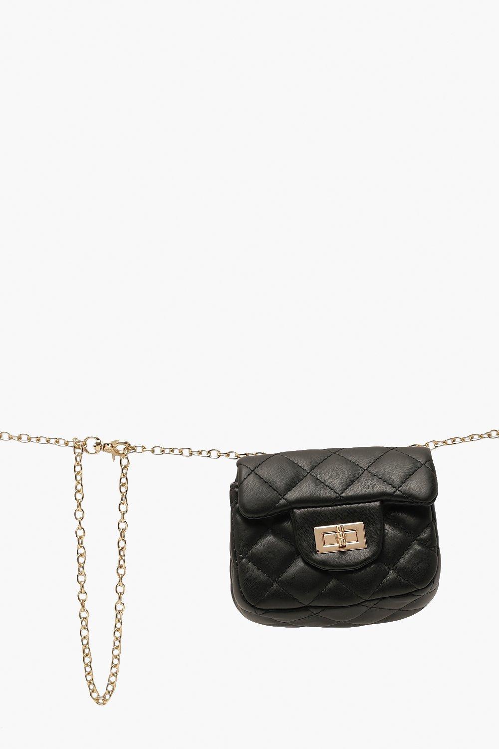 black chain belt bag