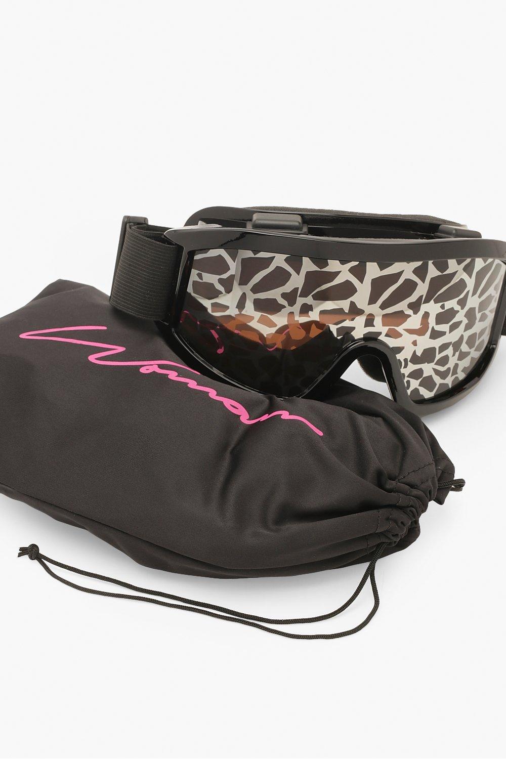 Leopard Ski Goggles and Pouch