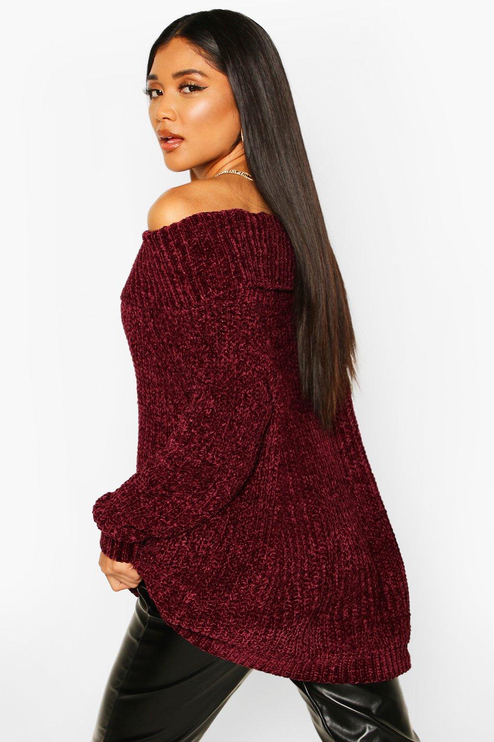 Burgundy off hotsell shoulder jumper