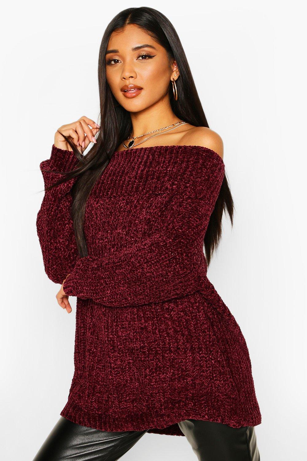 Women s Fisherman Rib Off The Shoulder Jumper Boohoo UK