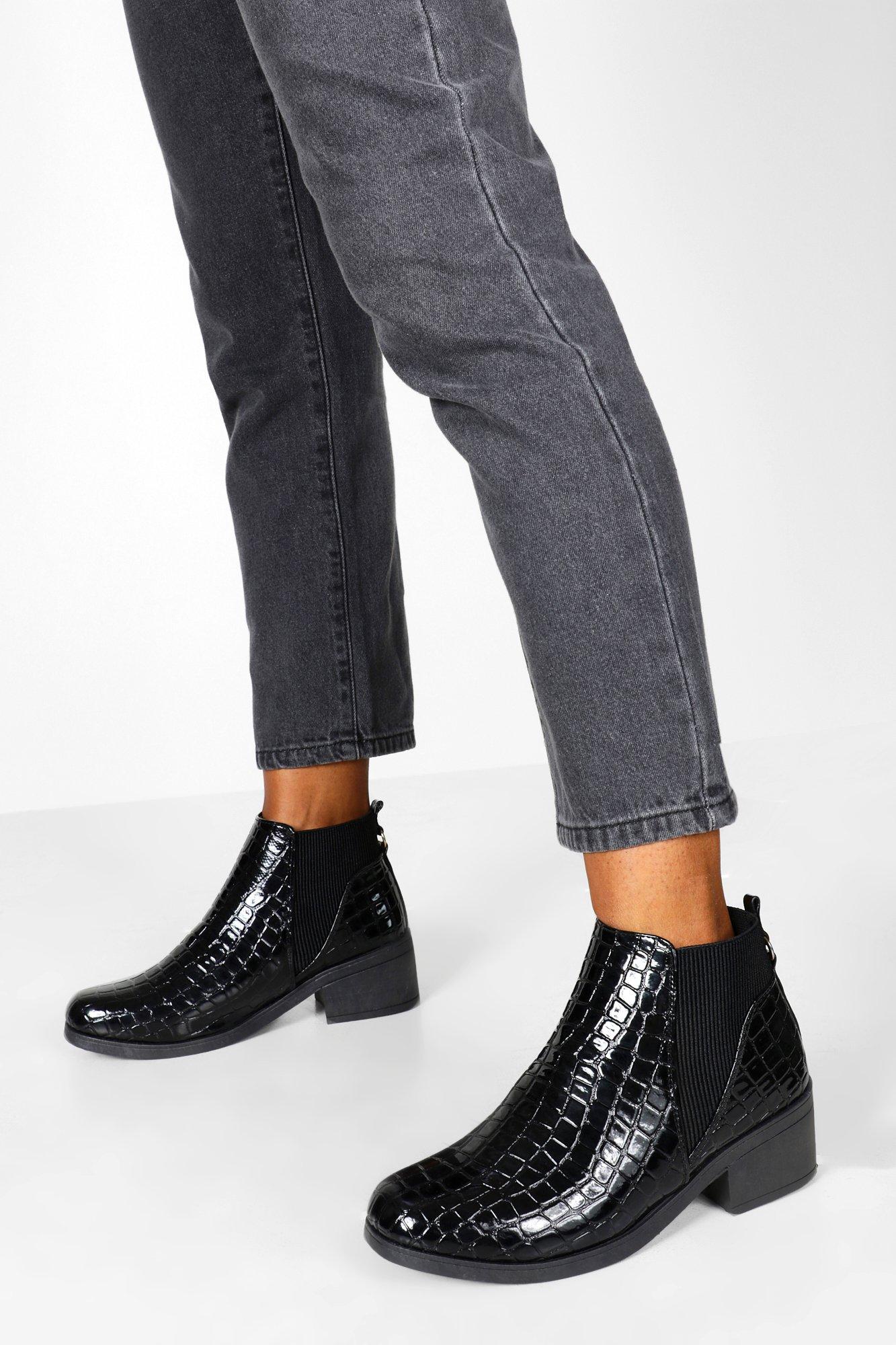 low heel croc boots