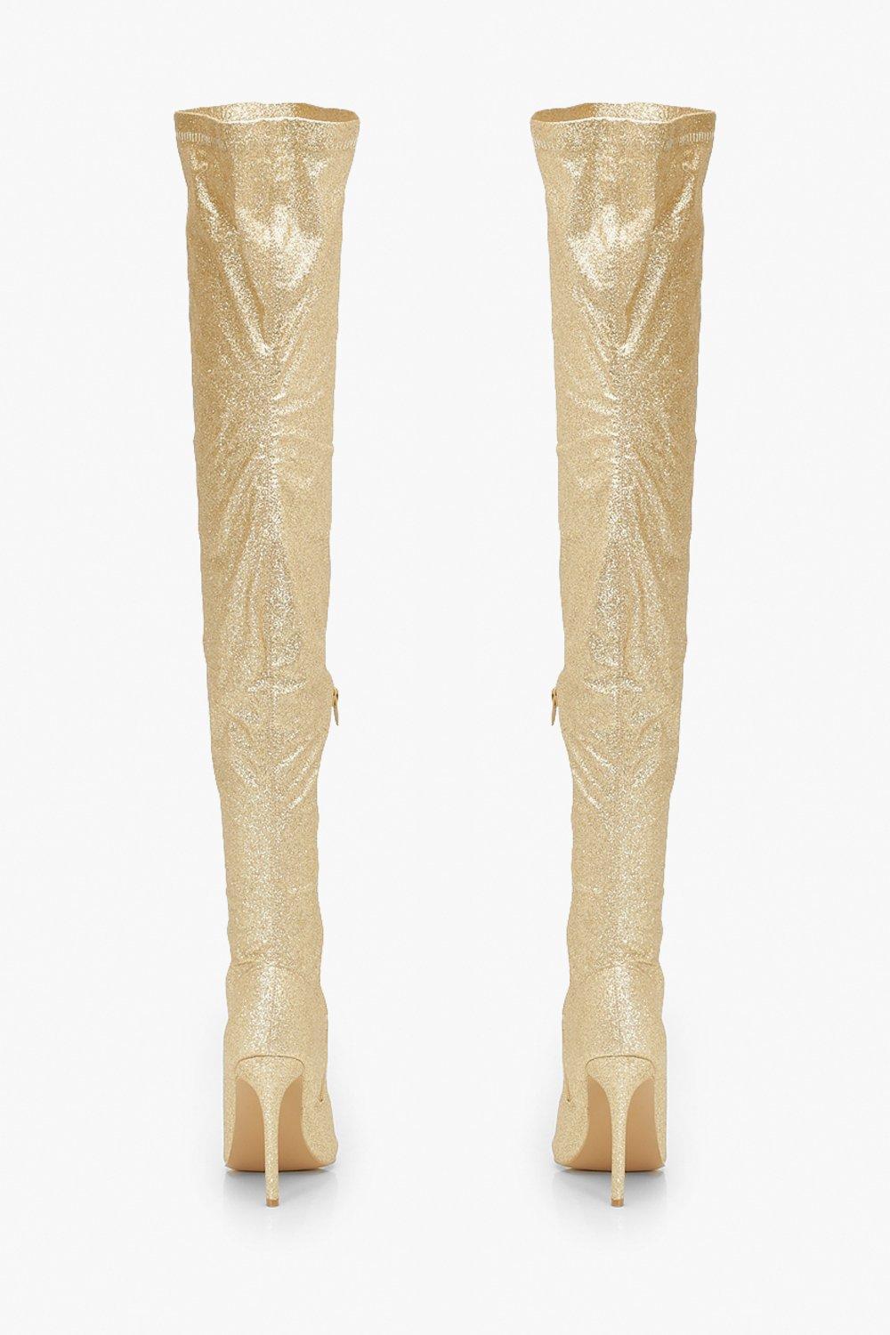 gold knee boots