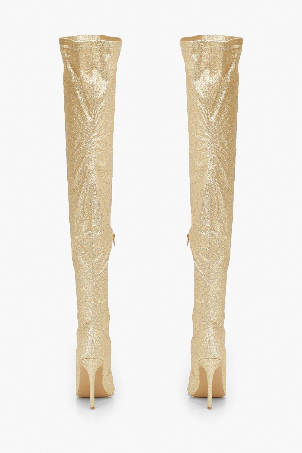 Gold glitter outlet knee high boots