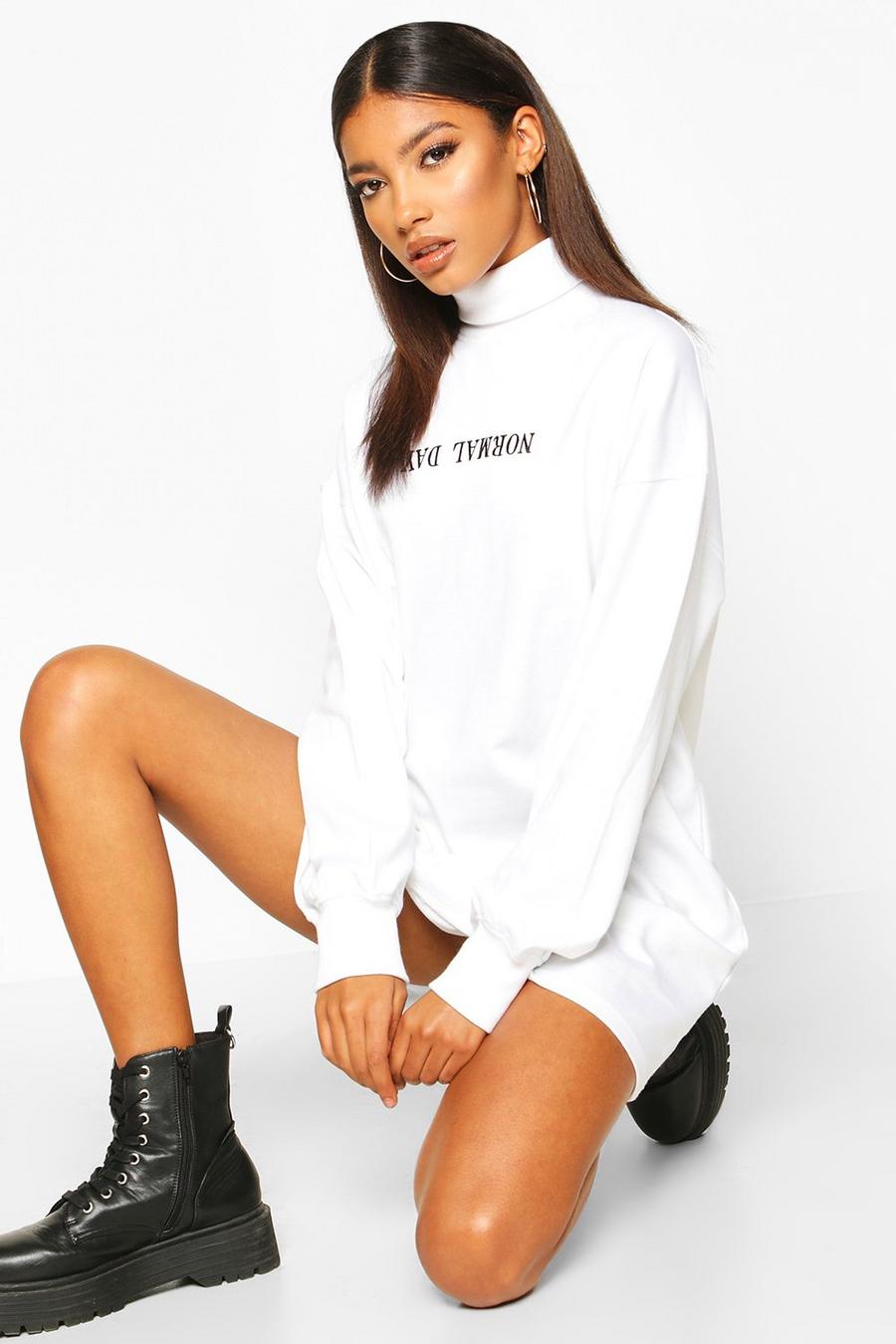 Roll Neck Chest Embroidered Sweatshirt Dress image number 1