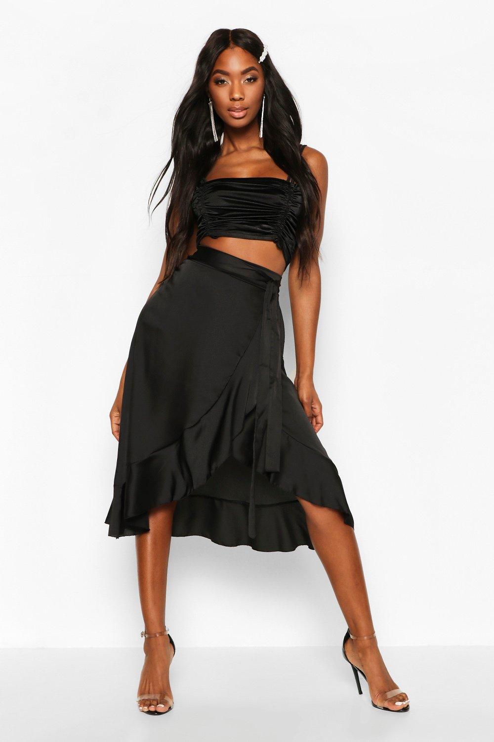 frill hem midi skirt