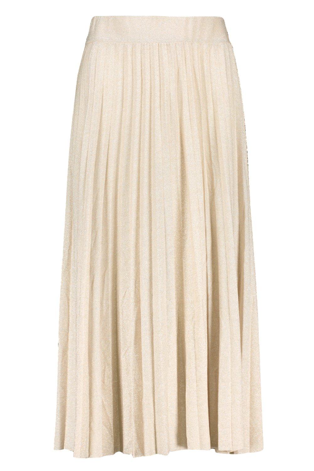 Metallic pleated skirt boohoo sale