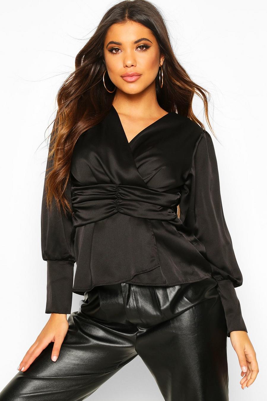 Satin Ruched Front Blouse image number 1