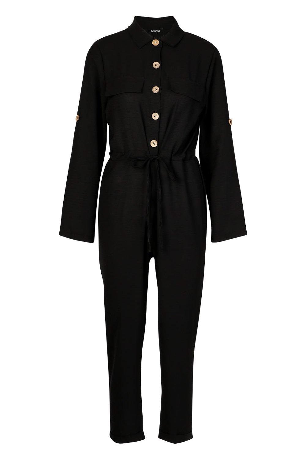 Utility Button Front Boiler Suit boohoo IL
