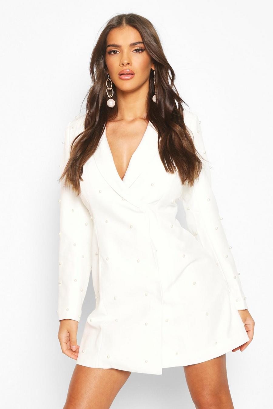 Pearl Tailored Blazer Dress, White image number 1