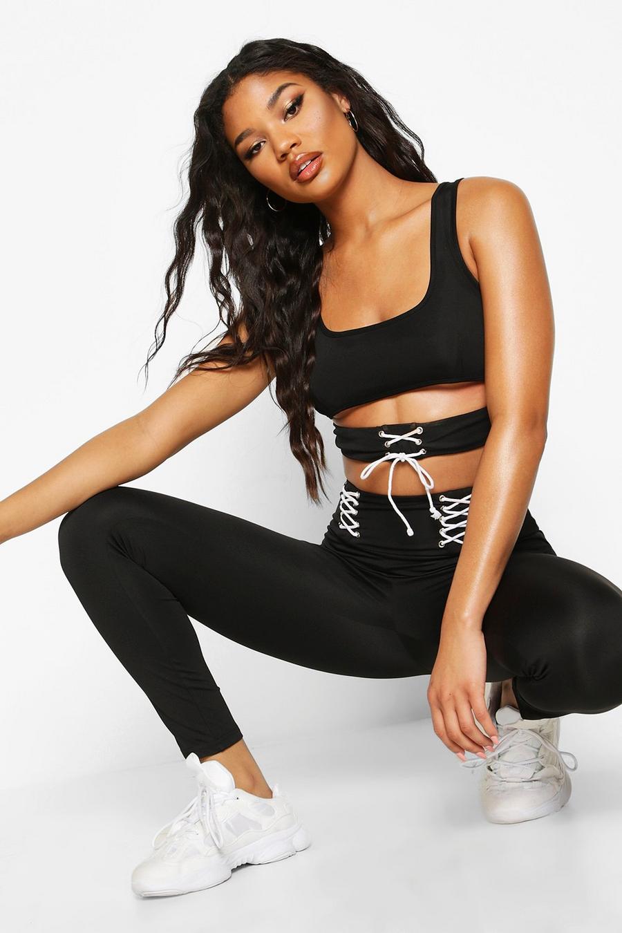 Fit Lace Up Cutout Yoga Bra image number 1