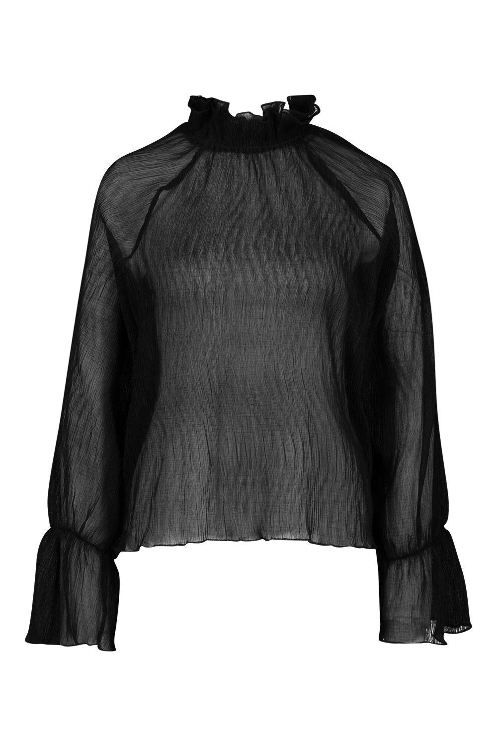 Sheer black cheap high neck top