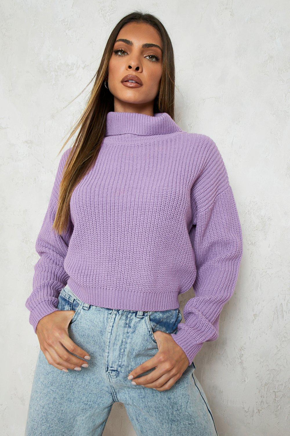 Cropped Fisherman Turtleneck Sweater boohoo USA