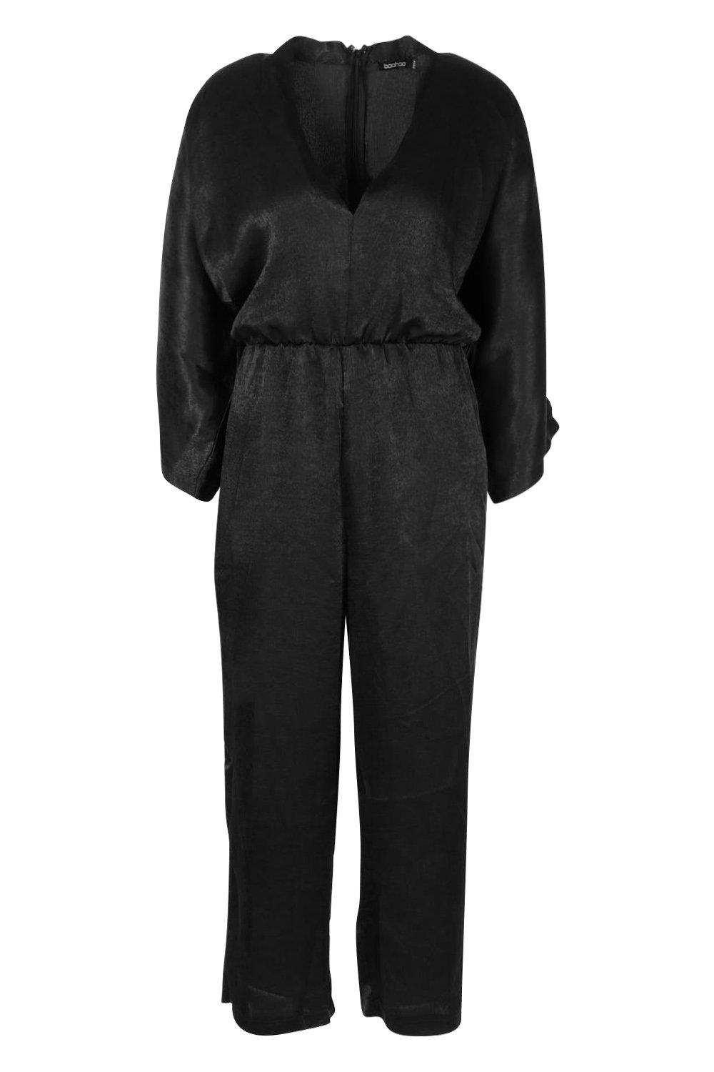 Velvet Satin Kimono Sleeve Culotte Jumpsuit